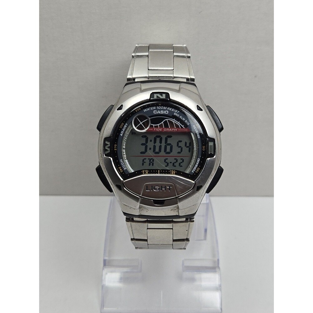 Mens Vintage Casio Tide Graph Moon Phase Digital Watch 100M Alarm Timer Works